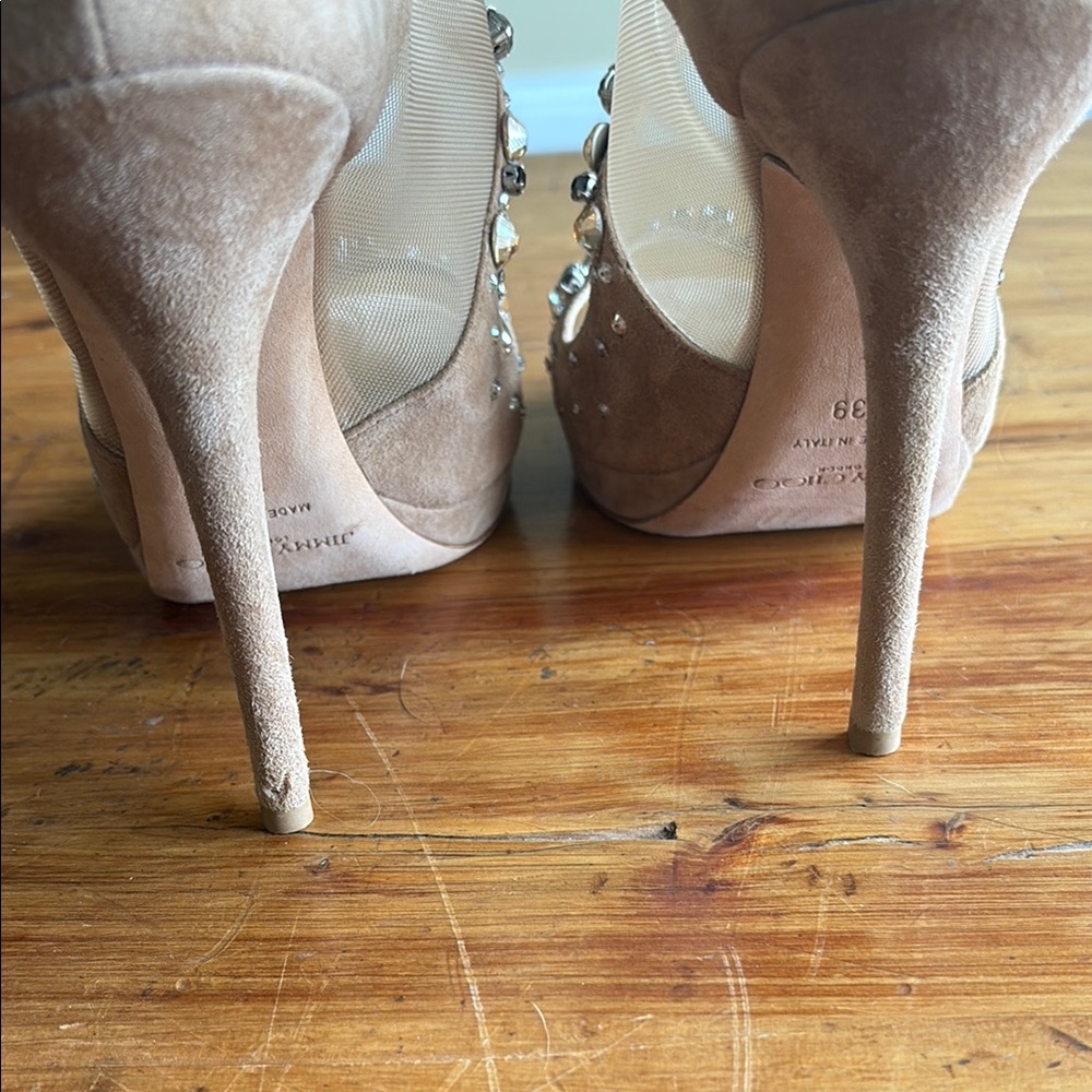 Jimmy Choo Tan Crystal Embellished Heels - Picture 3 of 9